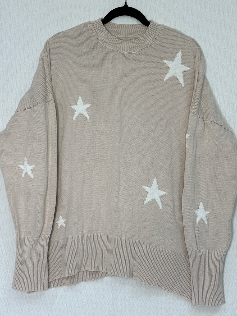 pistola Beige Crewneck Sweater with White Stars